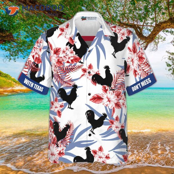 Black Rooster Texas Hawaiian Shirt