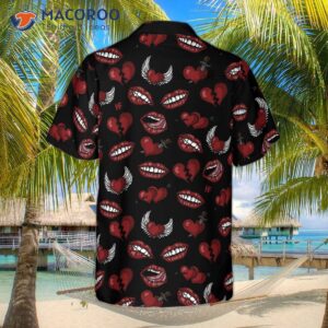 Black Valentine’s Seamless Pattern Hawaiian Shirt