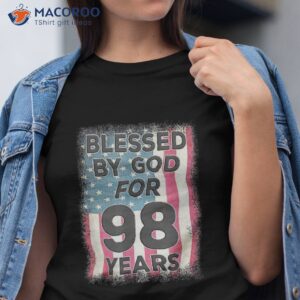 Blessed By God For 98 Years American Usa Flag 98th Birthday Shirt