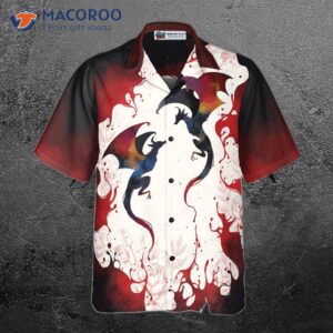 blood dragon with vintage rose s hawaiian shirt 2