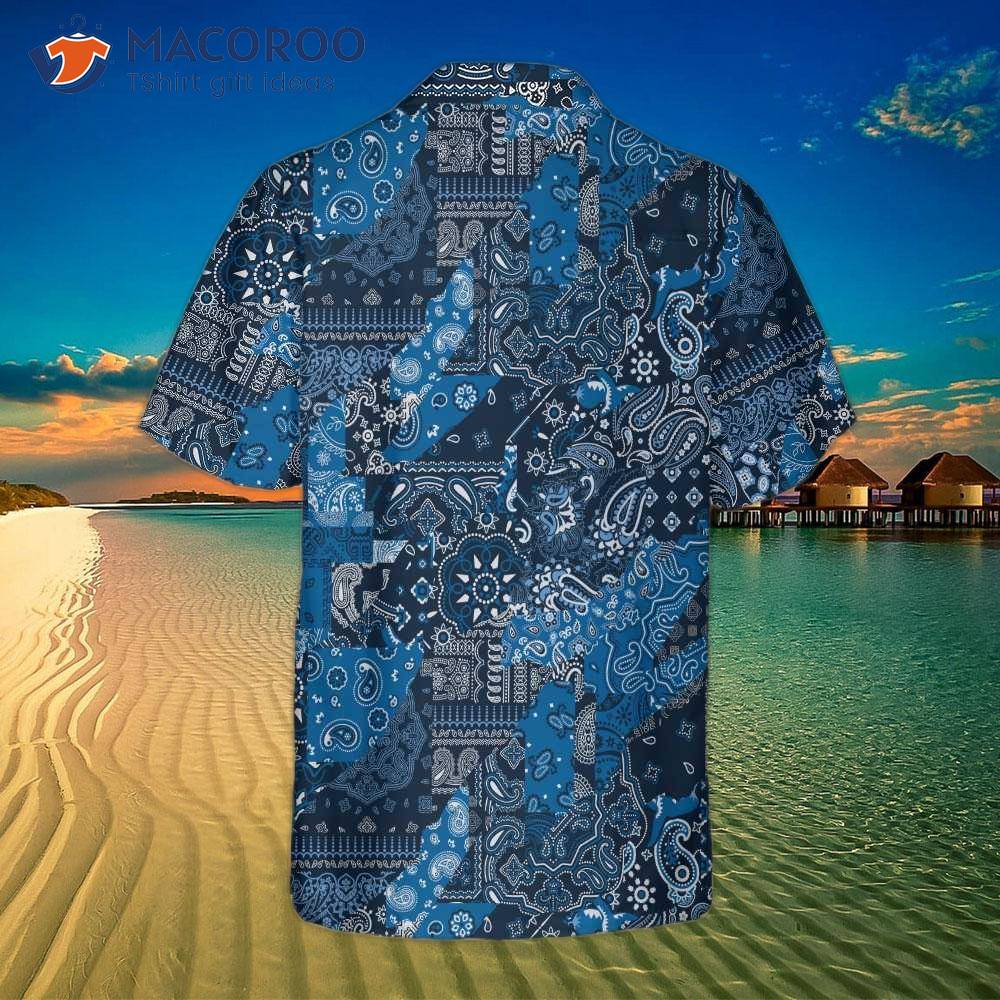 Blue Bandana Kerchief Paisley Pattern Hawaiian Shirt, Shirt For And , Print