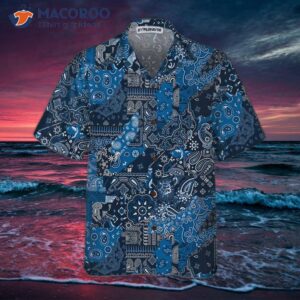blue bandana kerchief paisley pattern hawaiian shirt shirt for and print 2