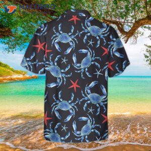 blue crab and starfish pattern hawaiian shirt shirt for best gift 1