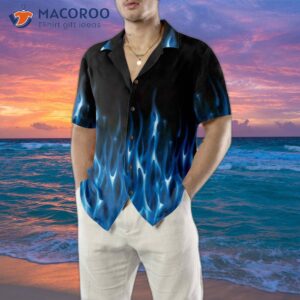 blue flame hawaiian shirt short sleeved shirt for print 4