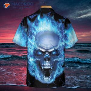 blue neon skull flame hawaiian shirt 3d fire shirt 5