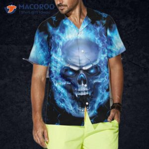 blue neon skull flame hawaiian shirt 3d fire shirt 6