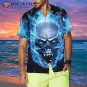 blue neon skull flame hawaiian shirt 3d fire shirt 8