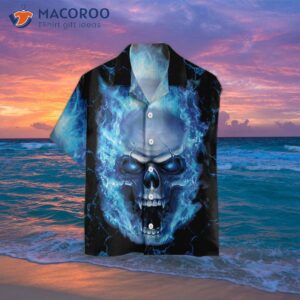 blue neon skull flame hawaiian shirt 3d fire shirt 9