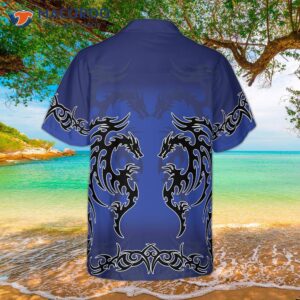 blue tribal dragon hawaiian shirt 3
