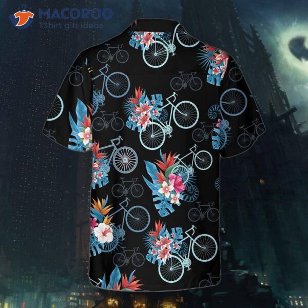 Blue Tropical Leaves Cycling Hawaiian Shirt, Mountain Bike Shirt For , Unique Gift Cyclists