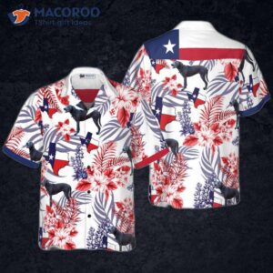 Bluebonnet Texas Hawaiian Shirt Blue Lacy Dog Version, Button-down Floral And Flag Shirt, Proud For