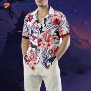 bluebonnet texas hawaiian shirt blue lacy dog version button down floral and flag shirt proud for 4