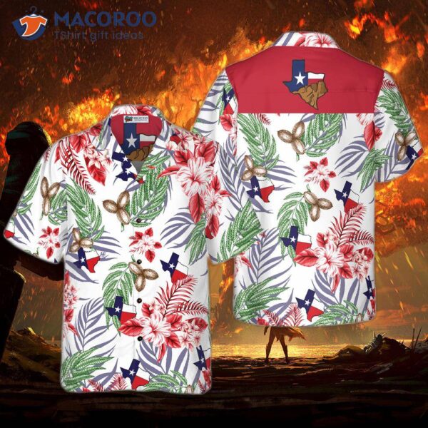 Bluebonnet Texas Hawaiian Shirt Pecan Version, Button-down Floral And Flag Shirt, Proud For