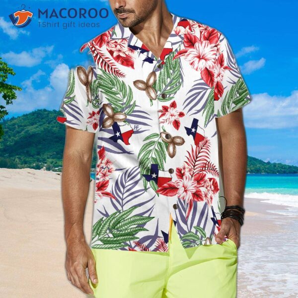 Bluebonnet Texas Hawaiian Shirt Pecan Version, Button-down Floral And Flag Shirt, Proud For