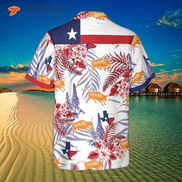 Bluebonnet Texas Hawaiian Shirt Red Version, Button-down Floral And Flag Shirt, Proud For