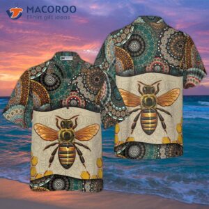 “bohemian Mandala Bee Hawaiian Shirt”