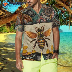bohemian mandala bee hawaiian shirt 3