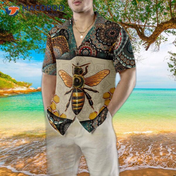 “bohemian Mandala Bee Hawaiian Shirt”