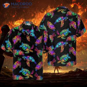 boho style hawaiian shirt with a sea turtle design 0