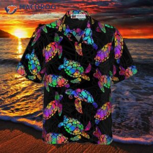 boho style hawaiian shirt with a sea turtle design 2