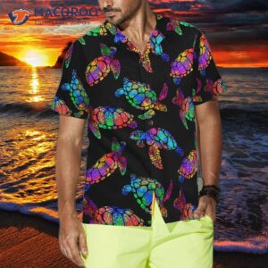 boho style hawaiian shirt with a sea turtle design 3