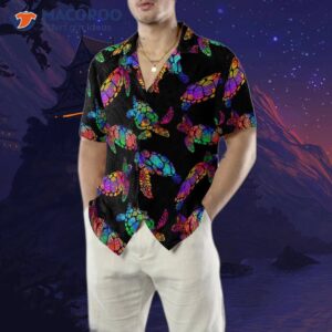 boho style hawaiian shirt with a sea turtle design 4