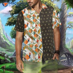 bold geometric parrot palm hawaiian shirt 3