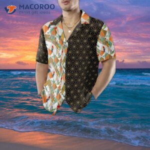 bold geometric parrot palm hawaiian shirt 4