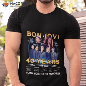 bon jovi 40 years 1983 2023 signatures thank you for the memories shirt tshirt