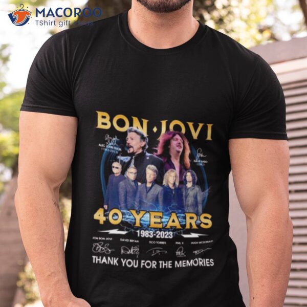 Bon Jovi 40 Years 1983 2023 Signatures Thank You For The Memories Shirt