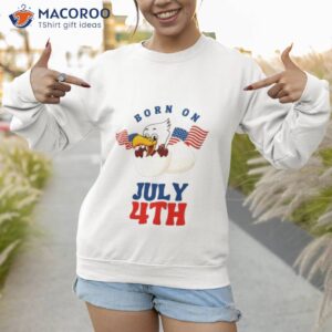 born on july 4th duck american flags shirt sweatshirt