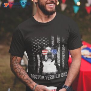 Boston Terrier Dad American Flag 4th Of July Dog Fathers Day Shirt