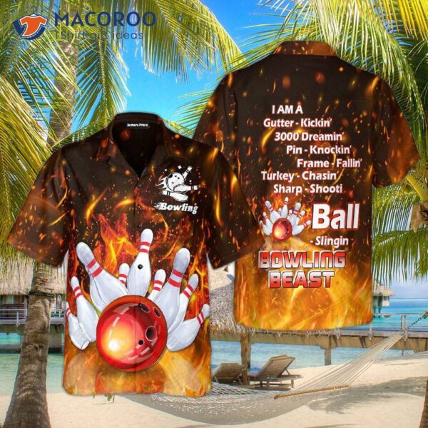 Bowling Beast Black And Orange Hawaiian Shirts