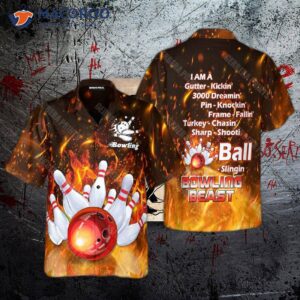 Bowling Beast Black And Orange Hawaiian Shirts