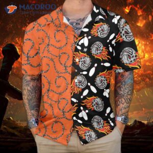 Bowling Fire Pattern Hawaiian Shirt, Flame-striking Best Gift For Players