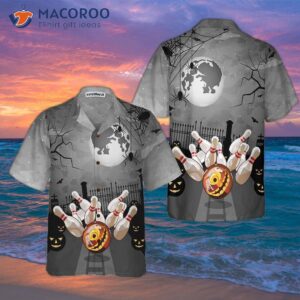 bowling halloween hawaiian shirt spooky ten pin shirt 2