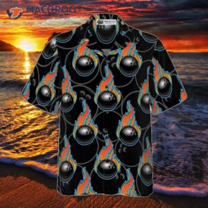 bowling in a fire seamless pattern hawaiian shirt 2