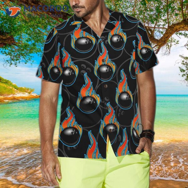 Bowling In A Fire Seamless Pattern Hawaiian Shirt