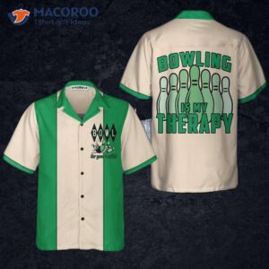 bowling is my therapy hawaiian shirt green and white bowling shirt best gift for players 3