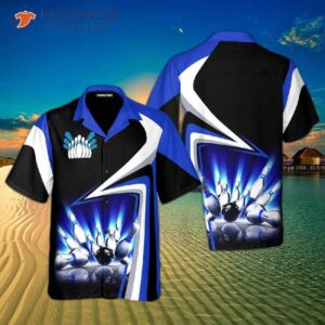 bowling strike black and blue hawaiian shirts 1