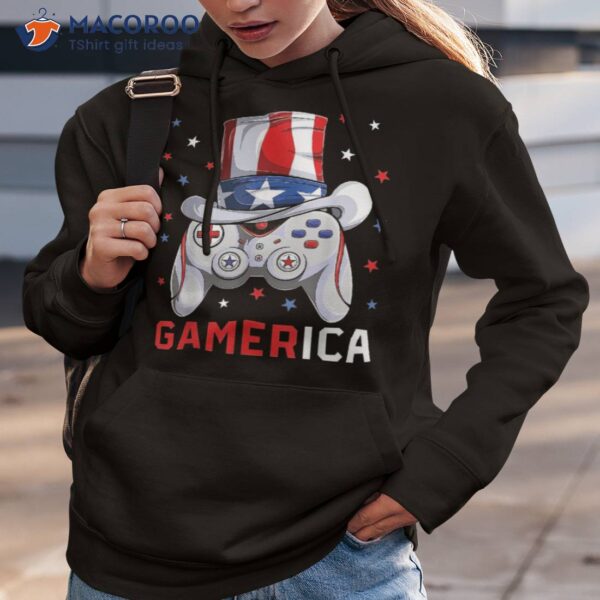 Boys 4th Of July Video Game American Flag Uncle Sam Gamer Shirt