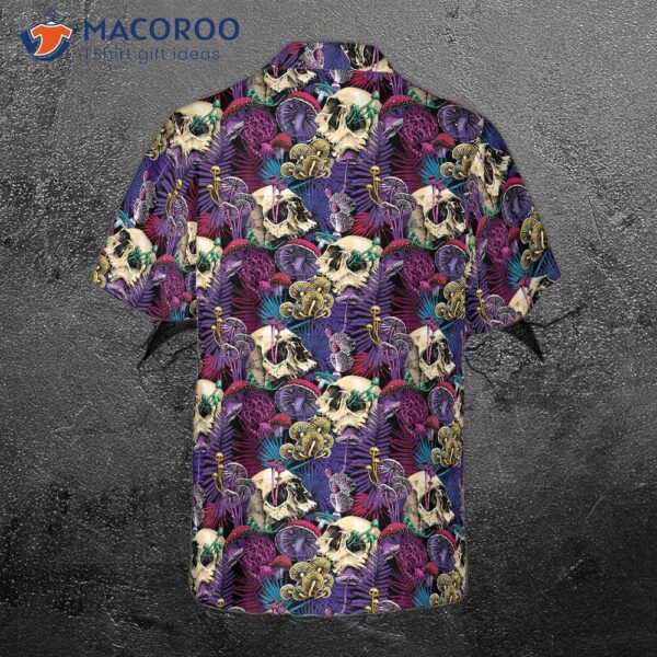 Bright Magic Psychedelic Mushroom And Skull Hawaiian Shirt