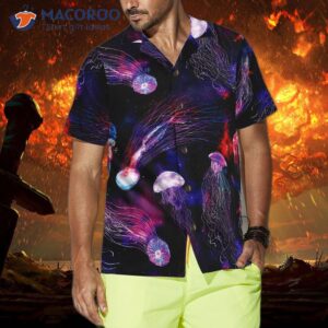 bright night galaxy with jellyfish hawaiian shirt 3