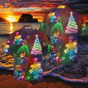Bright Night Merry Christmas Hawaiian Shirt, 3d Colorful Tree Best Gift For