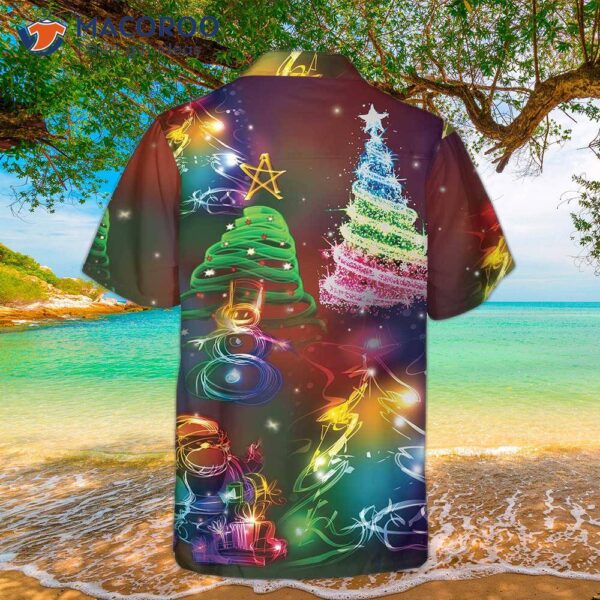 Bright Night Merry Christmas Hawaiian Shirt, 3d Colorful Tree Best Gift For