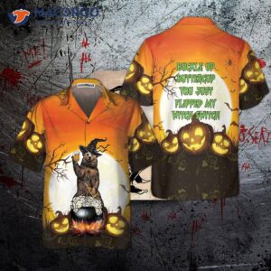 buckle up buttercup you just flipped my witch switch camping bear hawaiian shirt unique halloween shirt 0