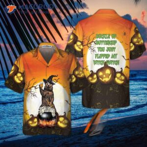 buckle up buttercup you just flipped my witch switch camping bear hawaiian shirt unique halloween shirt 1