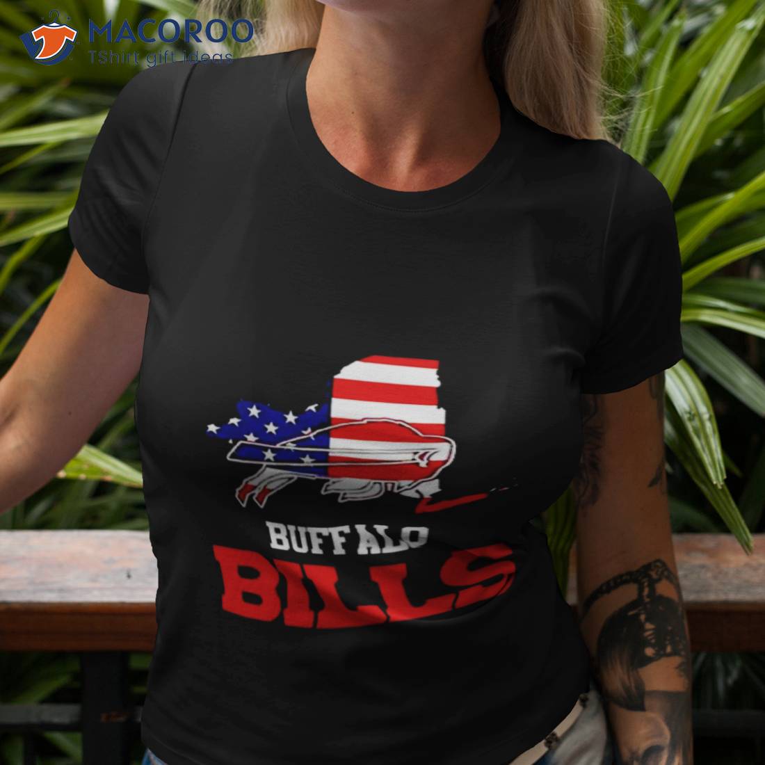 Buffalo Bills With American Flag Short Sleeve Shirt