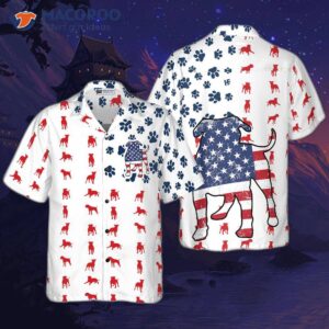 Bulldog American Flag Hawaiian Shirt