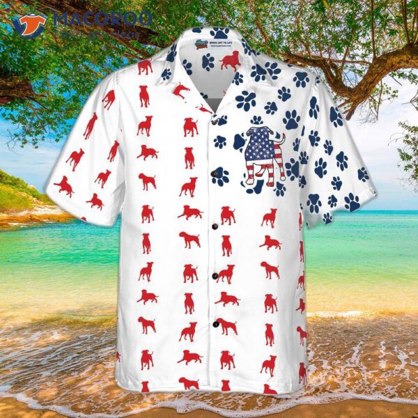 Bulldog American Flag Hawaiian Shirt